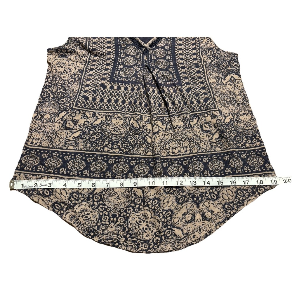 Lucky Brand Women's Navy Sleeveless Crochet Yoke/Back Tank Top Linen Blend Sz M - Picture 11 of 11